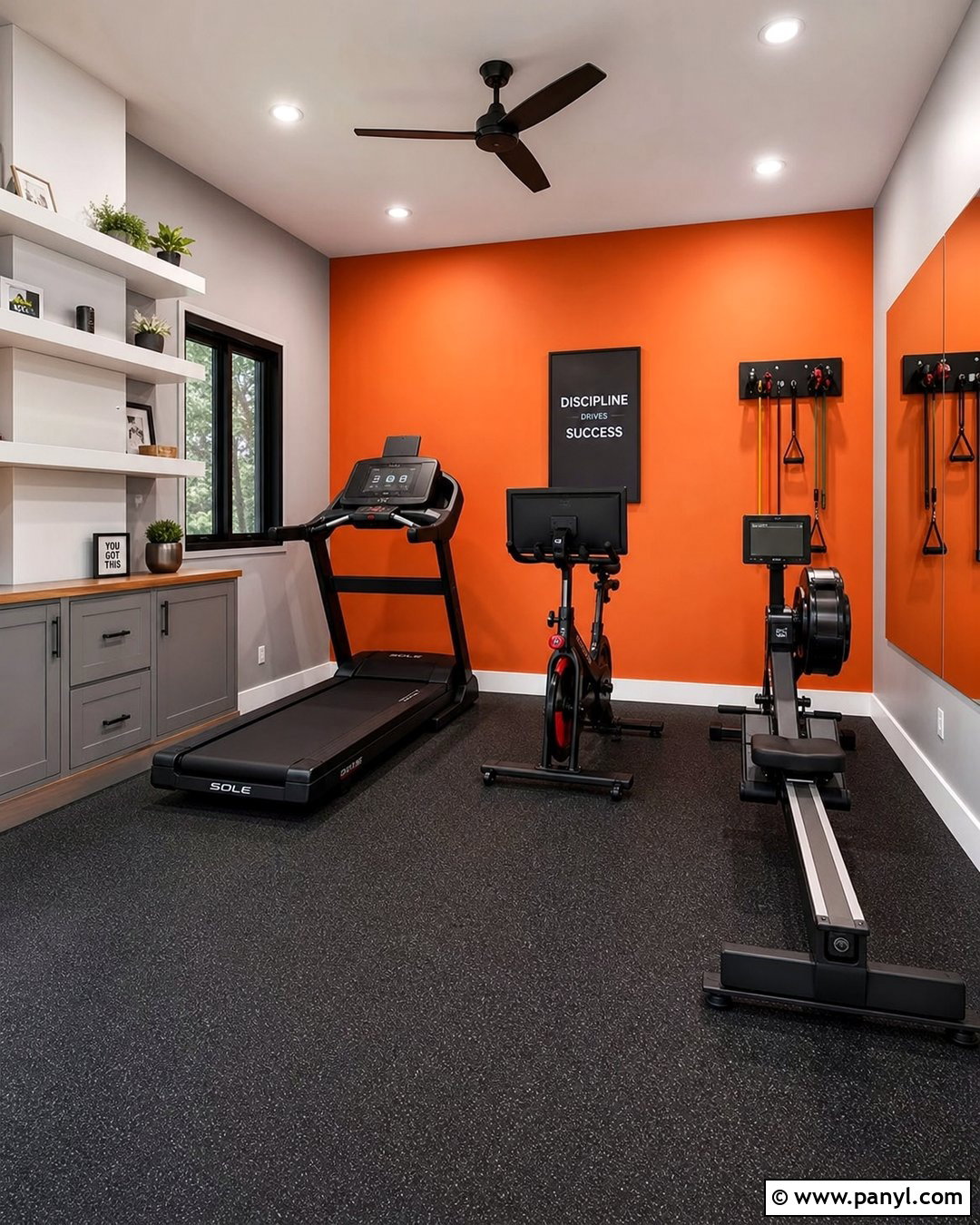Orange Accent Wall Home Gym - 30 Home Gym Wall Color Ideas