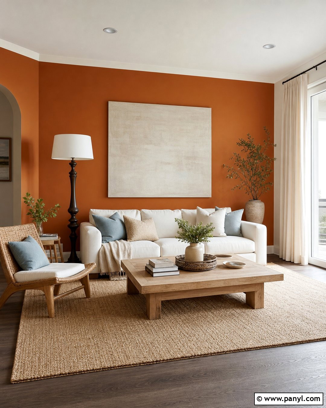 Orange Accent Wall With Cream Furniture - 30 orange accent walls