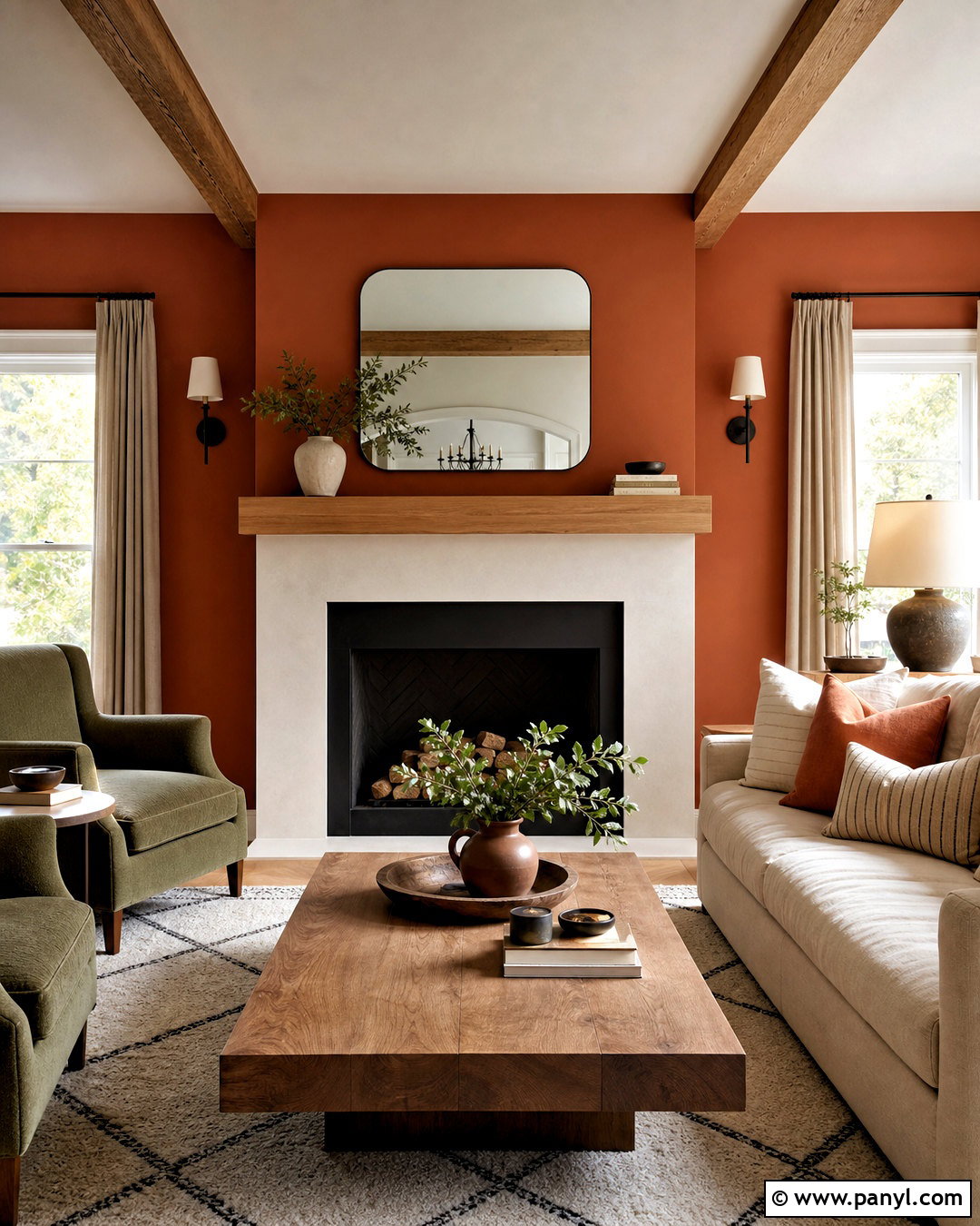 Orange Accent Wall With Fireplace - 20 orange accent wall living room ideas