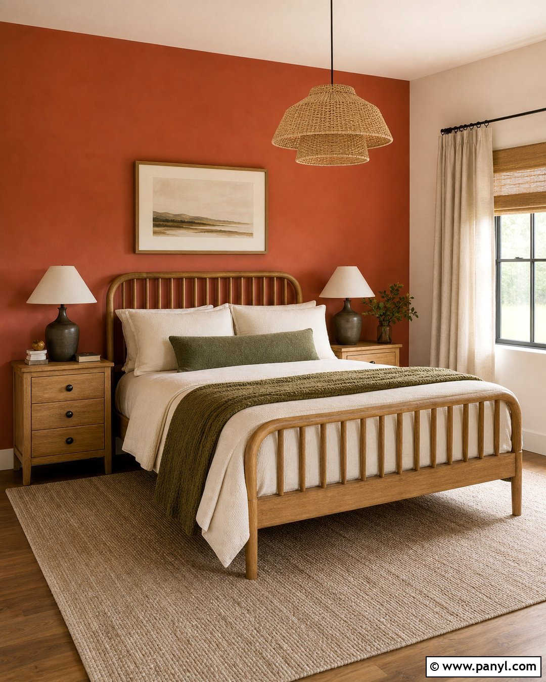 Orange Accent Wall With Natural Wood - 30 orange accent walls
