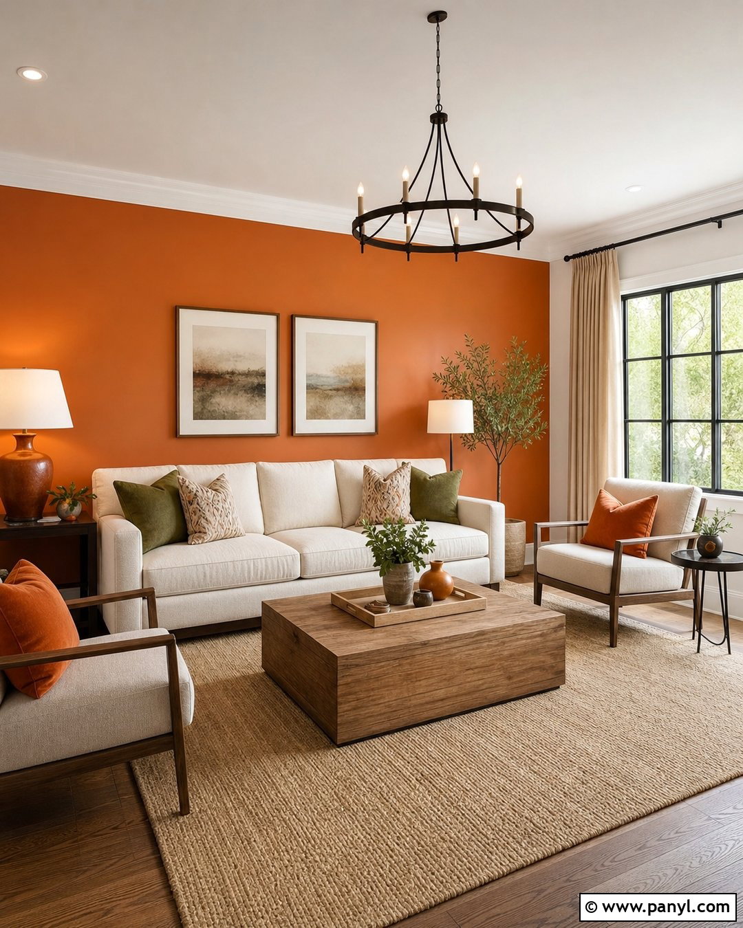 Orange Accent Wall With Neutral Decor - 20 How To Decorate With Orange Walls