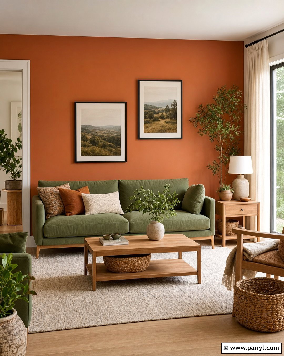 Orange Accent Wall With Sage Green - 30 orange accent walls