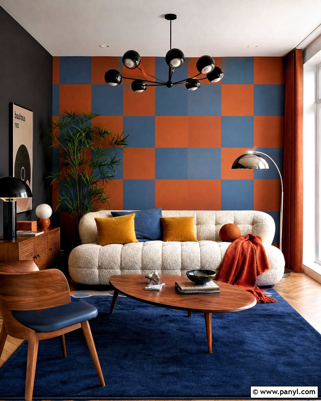 Orange And Blue Checkered Accent Wall - 20 checkered accent wall ideas