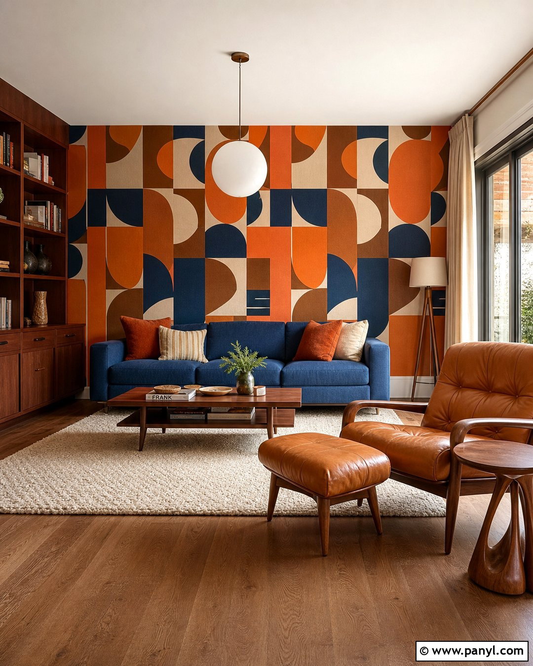 Orange And Blue Retro Wallpaper - 40 Wallpaper Colour Ideas