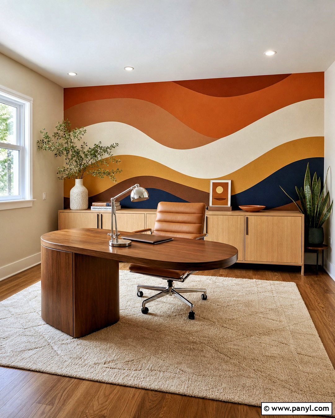 Orange And Brown Wave Wall Mural - 20 70s wall mural ideas