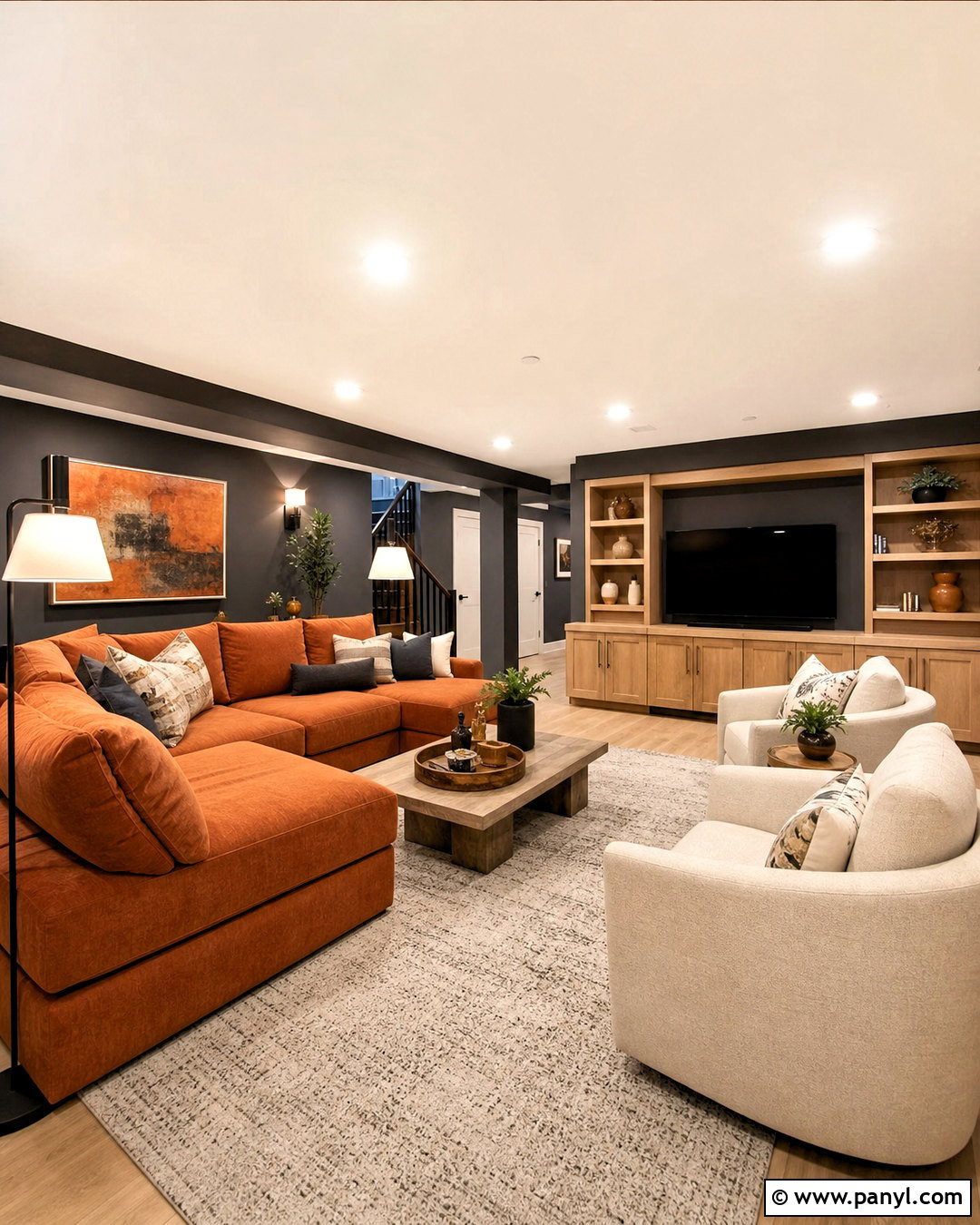 Orange And Charcoal Basement - 20 orange interior design ideas