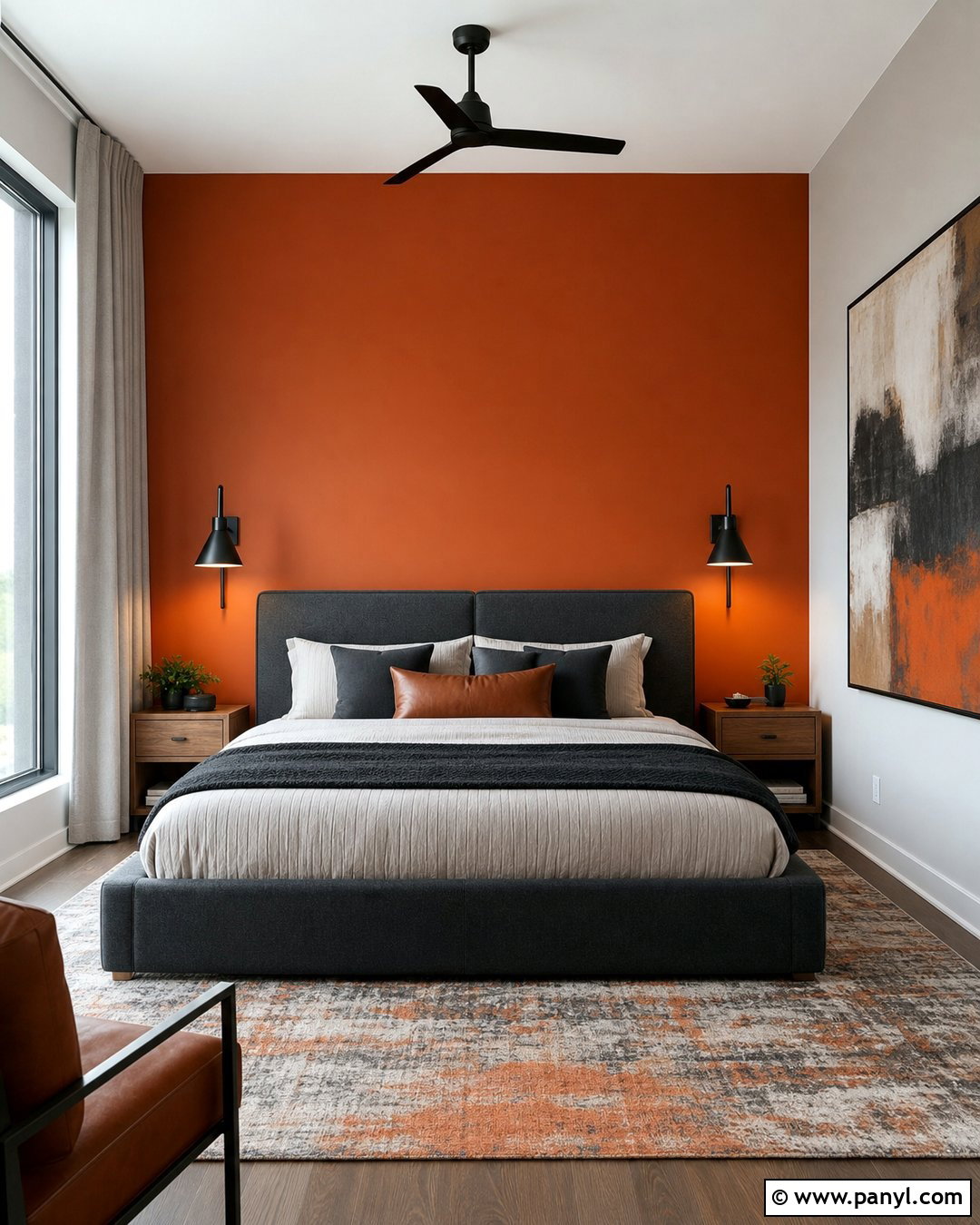 Orange And Charcoal Bedroom - 35 orange wall paint ideas