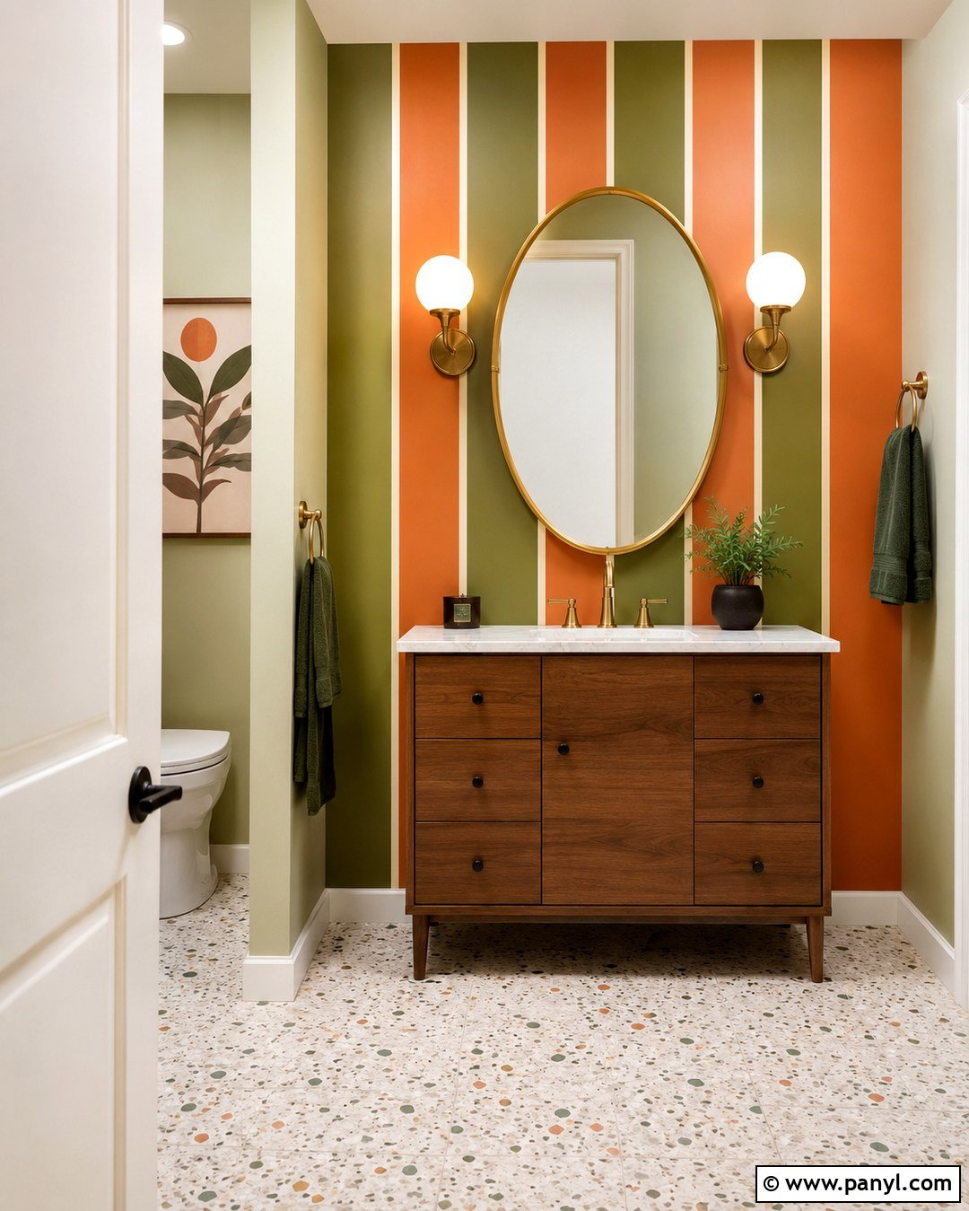 Orange And Green Striped Accent Wall - 20 Orange And Green Accent Wall Ideas