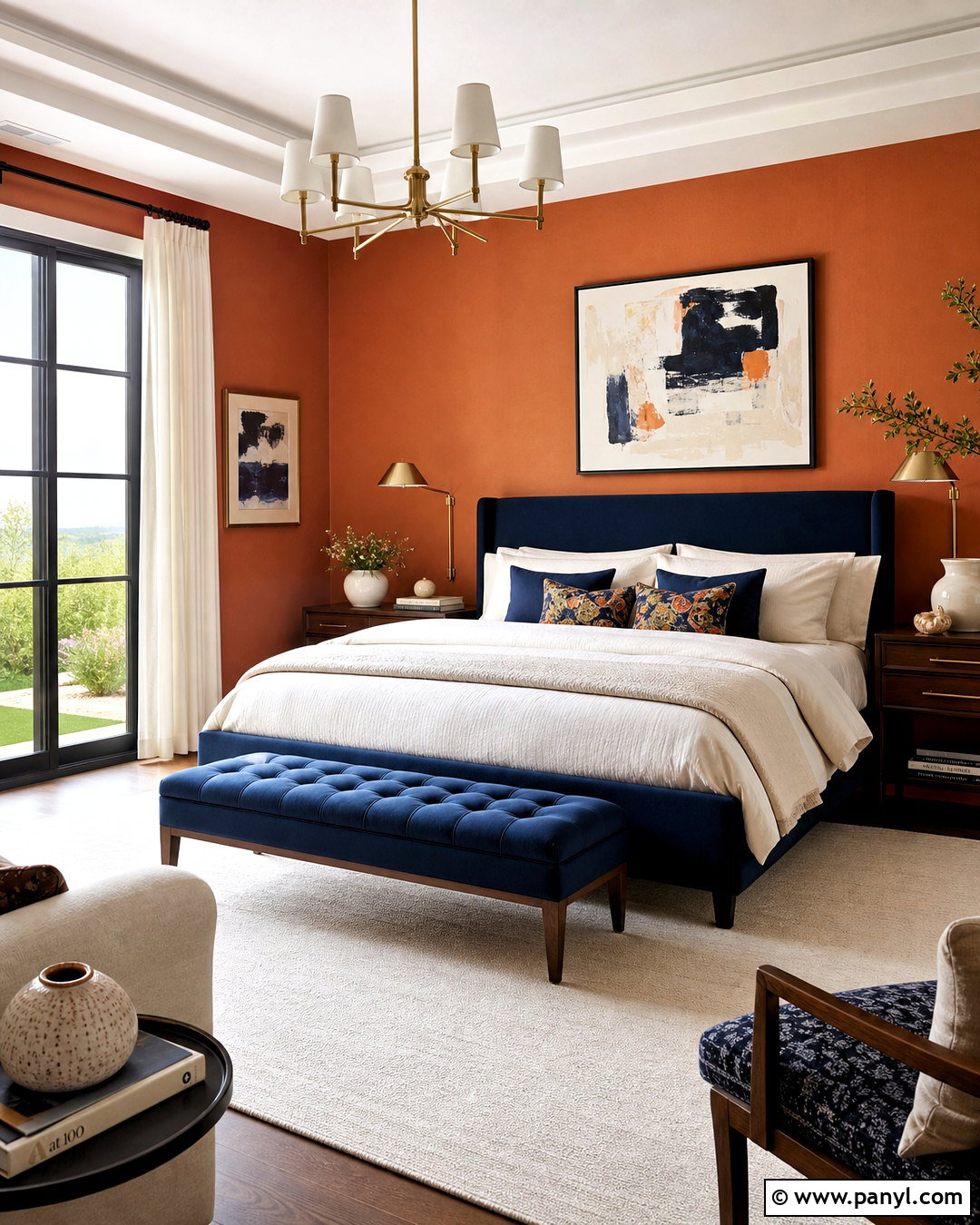 Orange And Navy Accent Wall Bedroom - 20 orange accent wall bedroom ideas