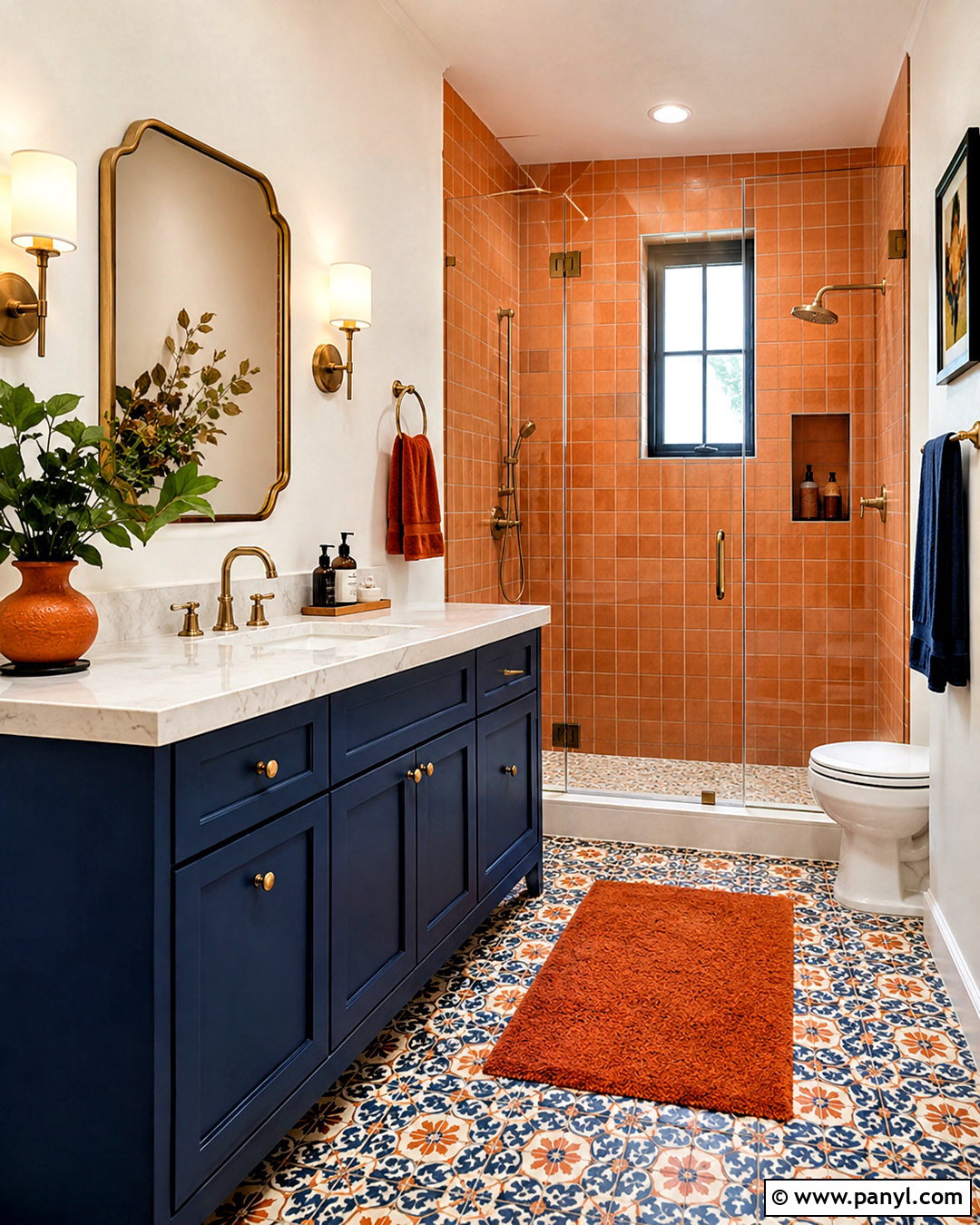Orange And Navy Bathroom - 20 orange bathrooms designs