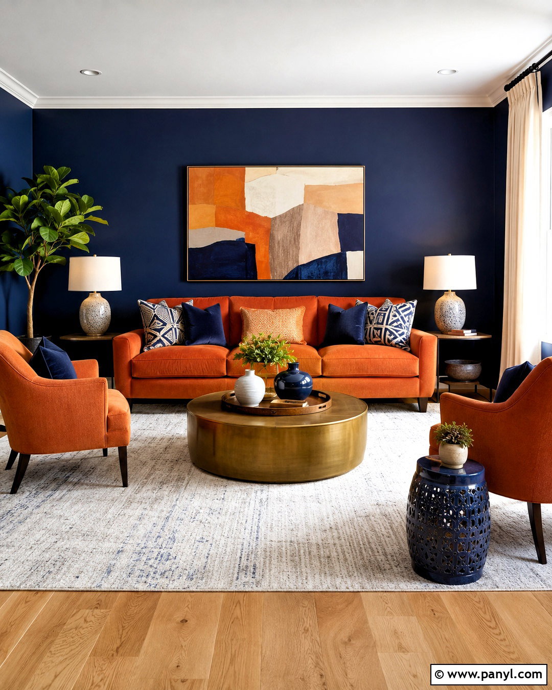 Orange And Navy Living Room - 20 orange home ideas