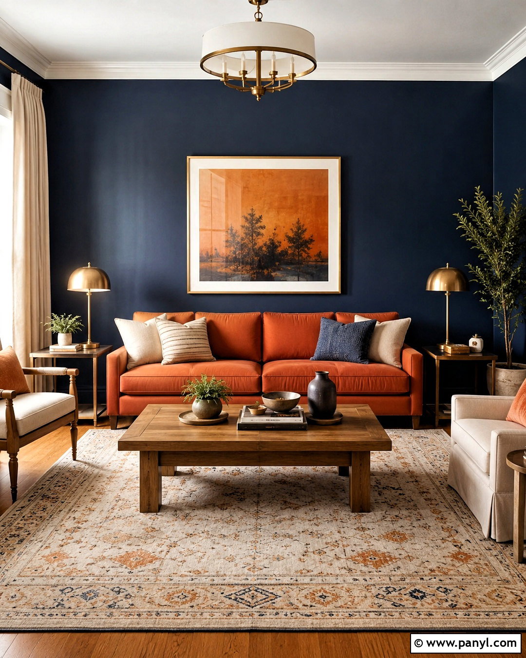 Orange And Navy Living Room - 20 orange interior ideas
