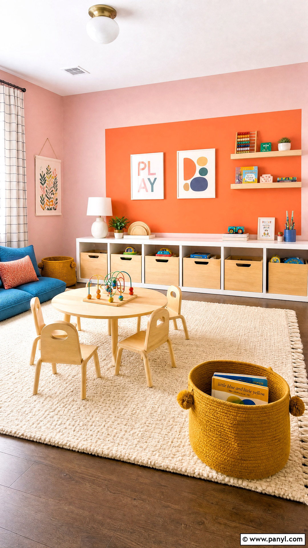 Orange And Pink Color Block Accent Wall - 20 2 tone accent wall ideas