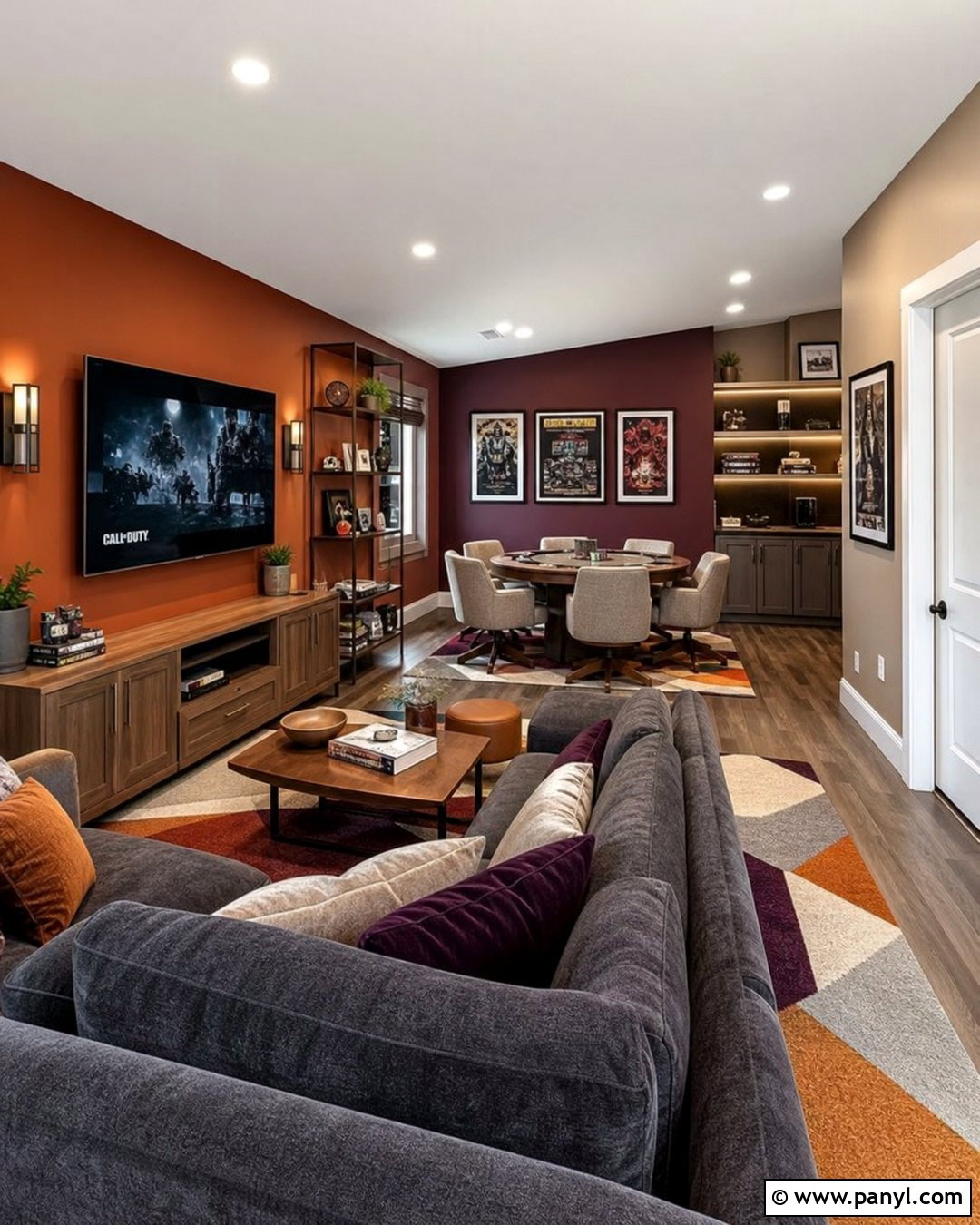 Orange And Plum Game Room Walls - 20 Room With Different Colored Walls
