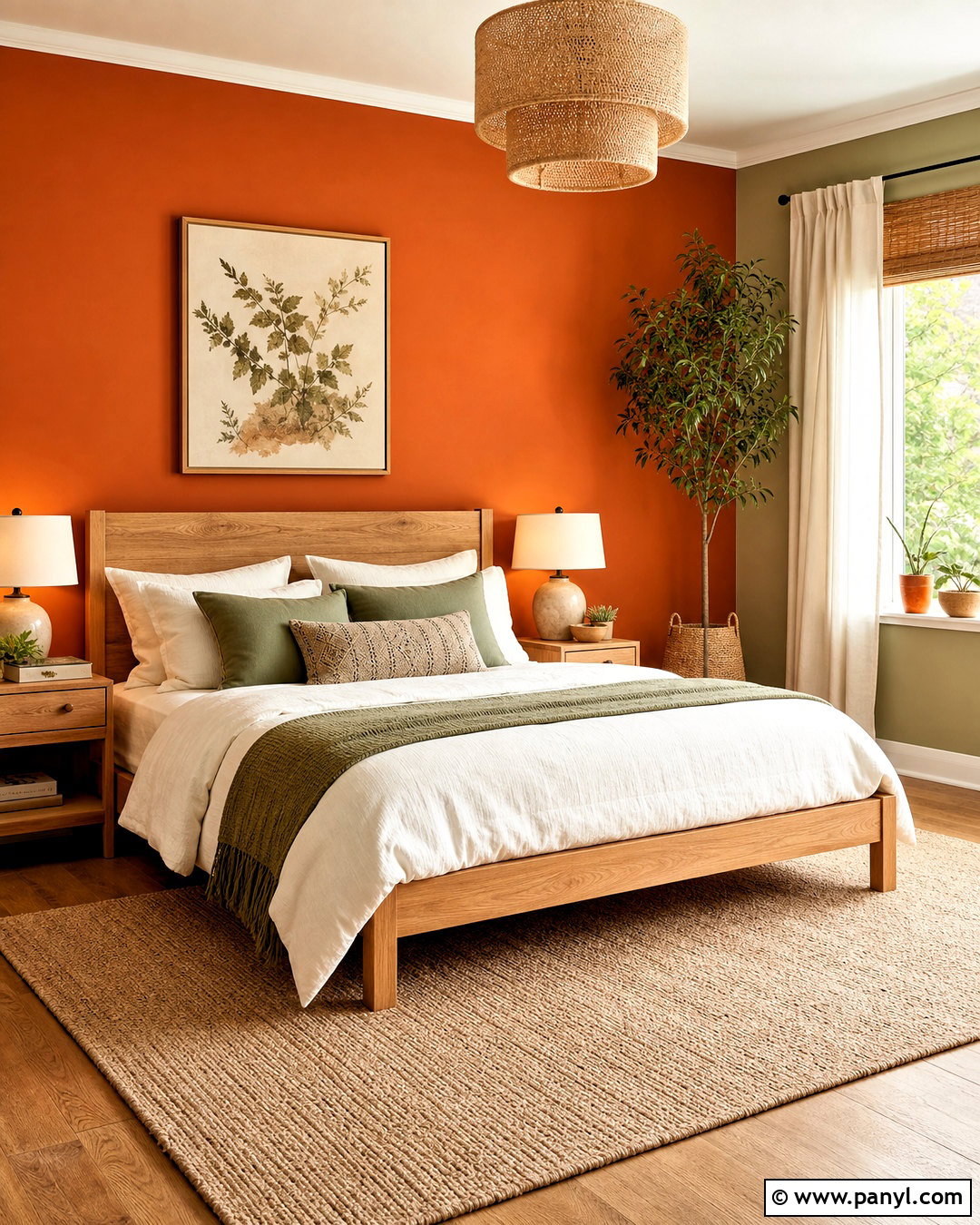 Orange And Sage Green Accent Wall Bedroom - 20 orange accent wall bedroom ideas