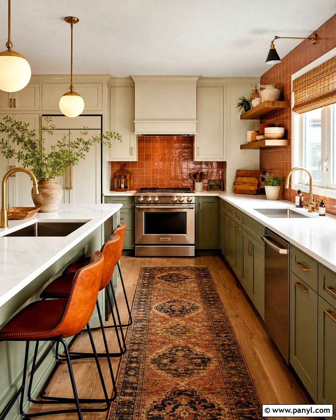 Orange And Sage Green Kitchen - 20 orange interior design ideas