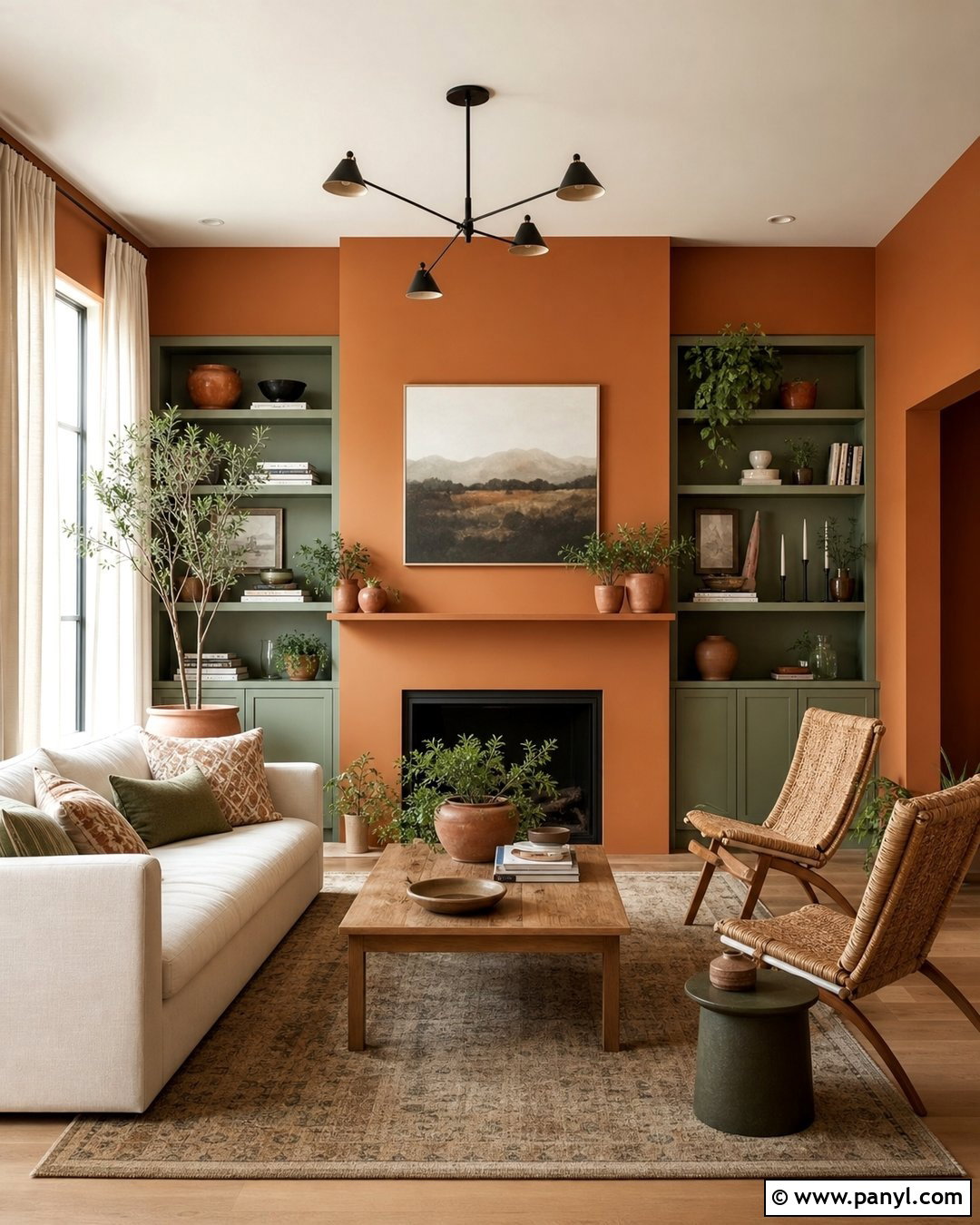 Orange And Sage Green Walls - 30 Orange Painted Walls