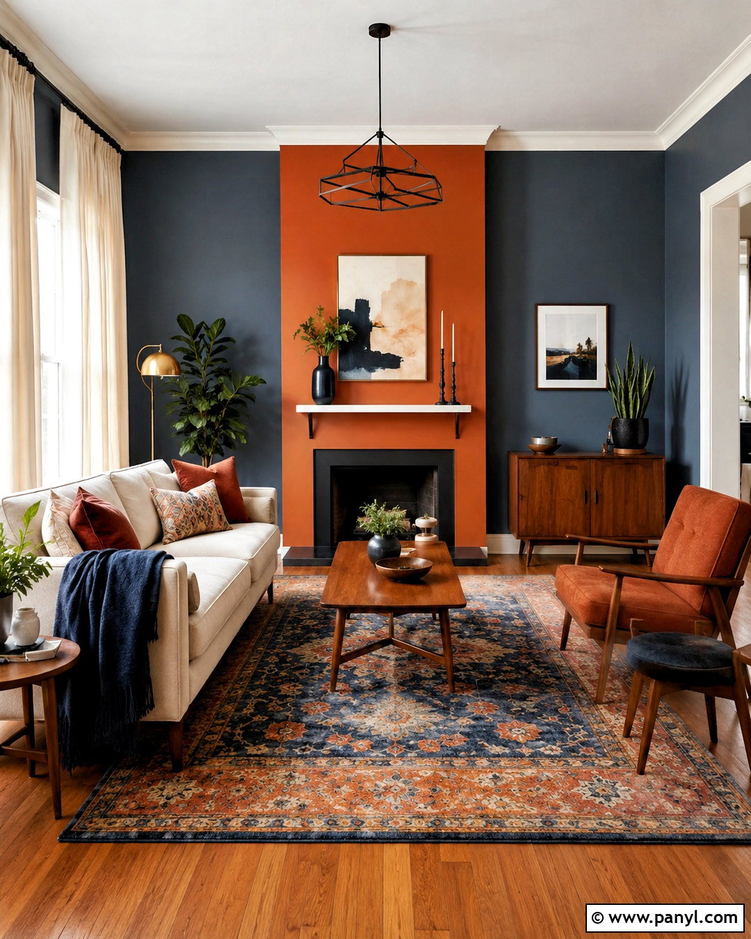 Orange And Slate Blue Living Room - 35 wall color combinations living rooms