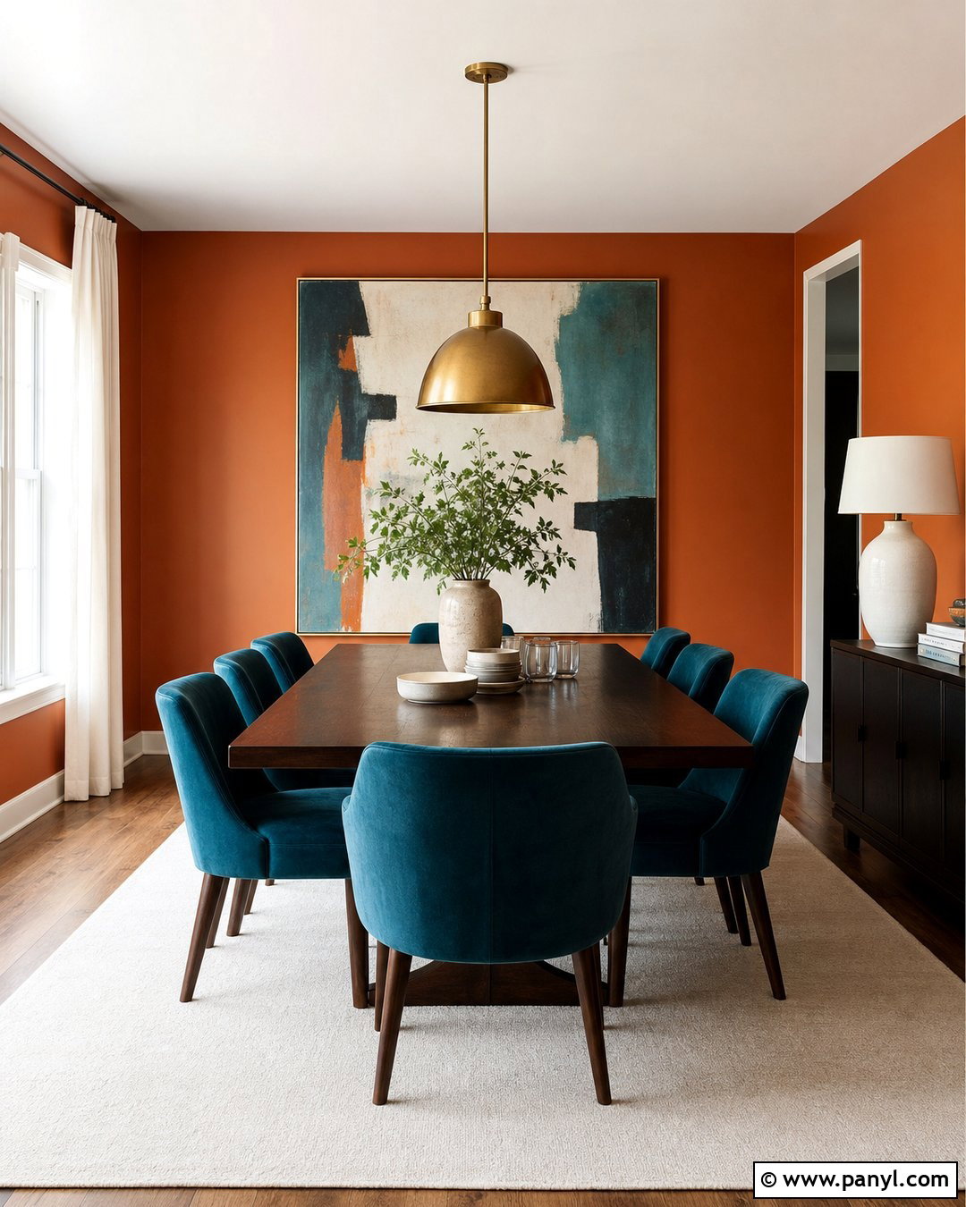 Orange And Teal Dining Room Walls - 30 Orange Painted Walls