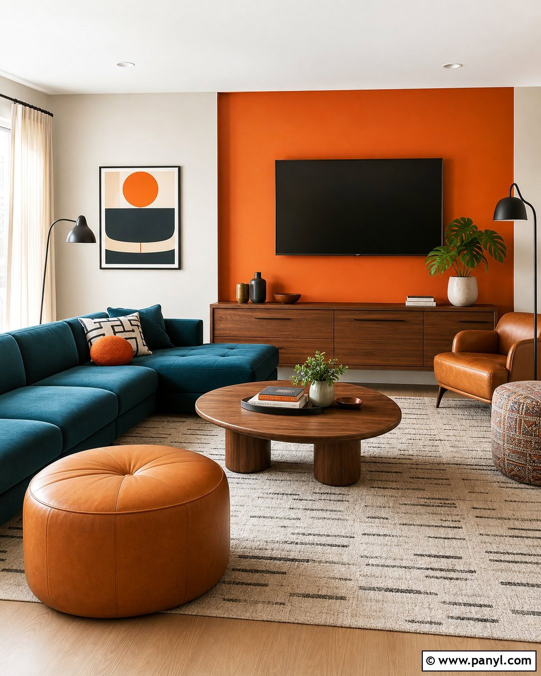 Orange And Teal Family Room - 30 Orange Wall Color Ideas