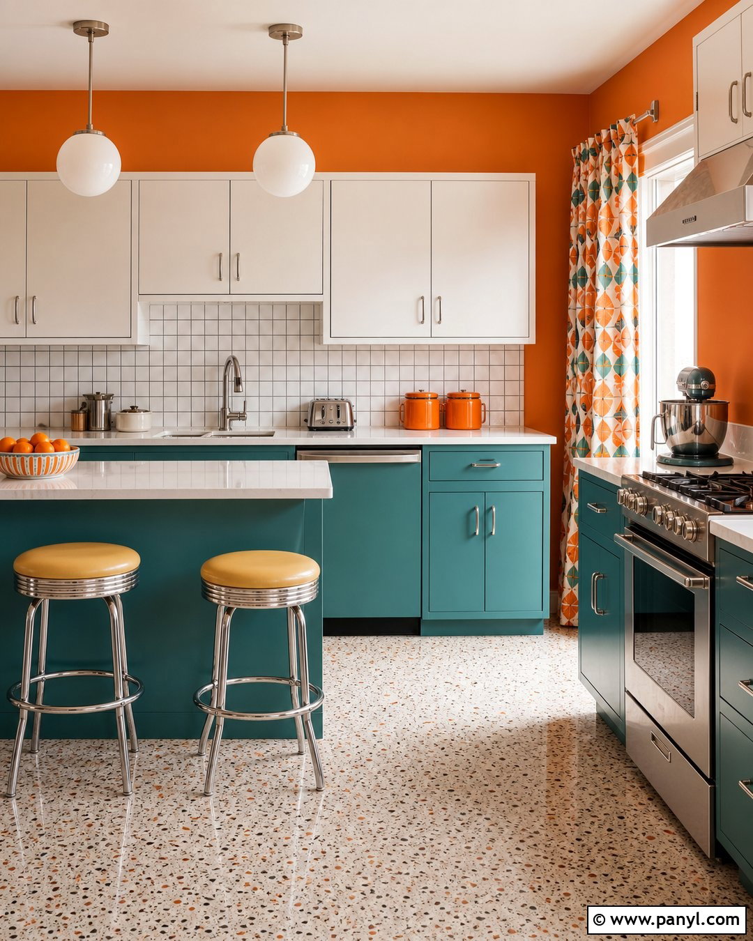 Orange And Teal Retro Kitchen Walls - 20 Orange Wall Paint Ideas Kitchen Ideas
