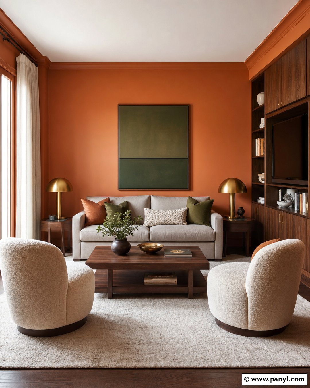 Orange And Walnut Living Room - 30 Orange Wall Color Ideas