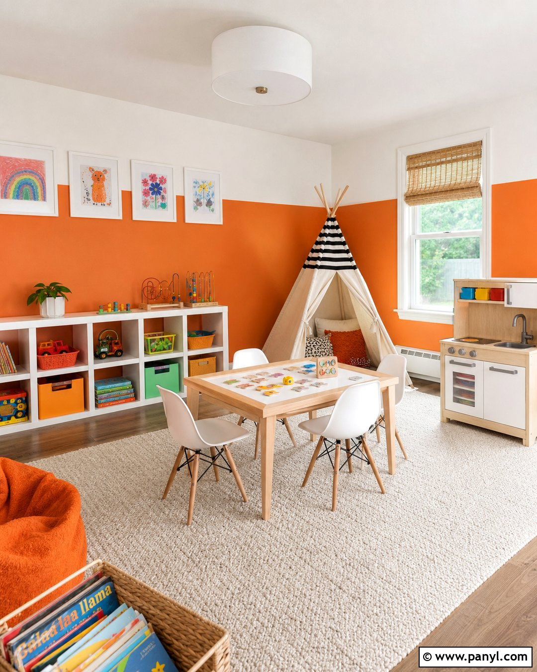 Orange And White Half Painted Walls - 35 half and half painted walls