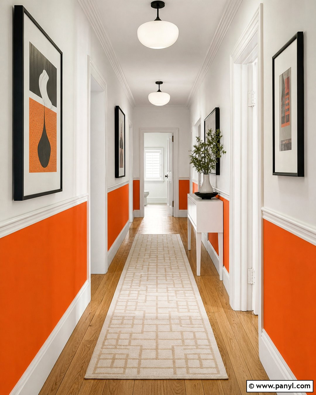 Orange And White Hallway - 30 Orange Wall Color Ideas