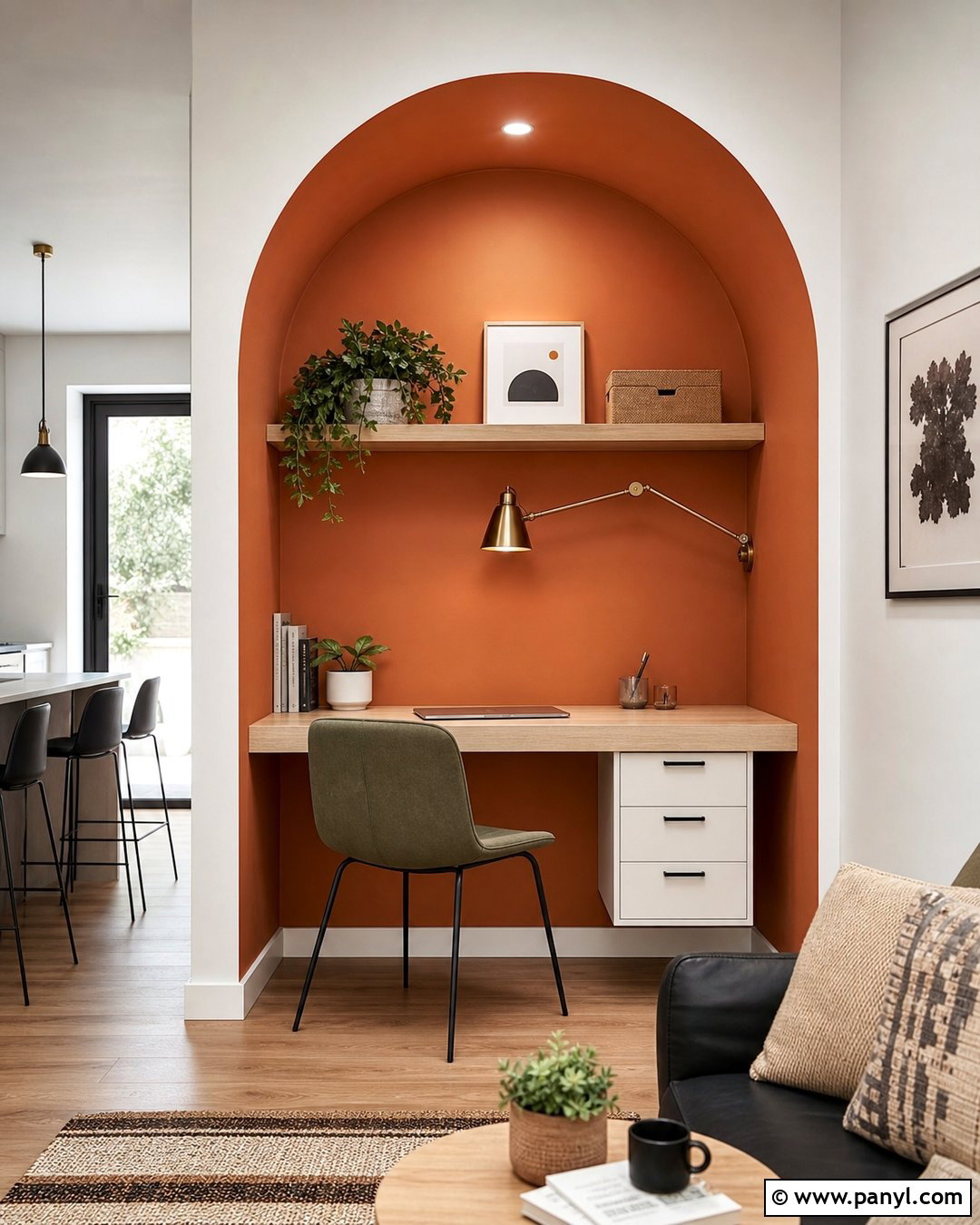 Orange Arch Home Office Accent Wall - 30 orange accent walls