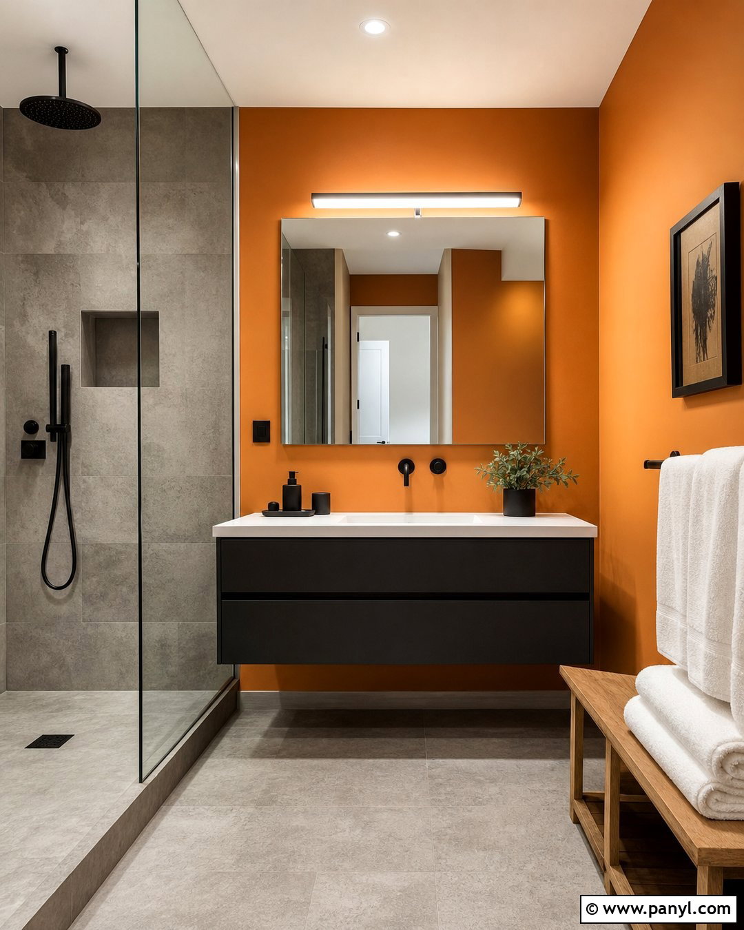 Orange Bathroom Walls With Gray Tile - 30 Orange Bathroom Walls