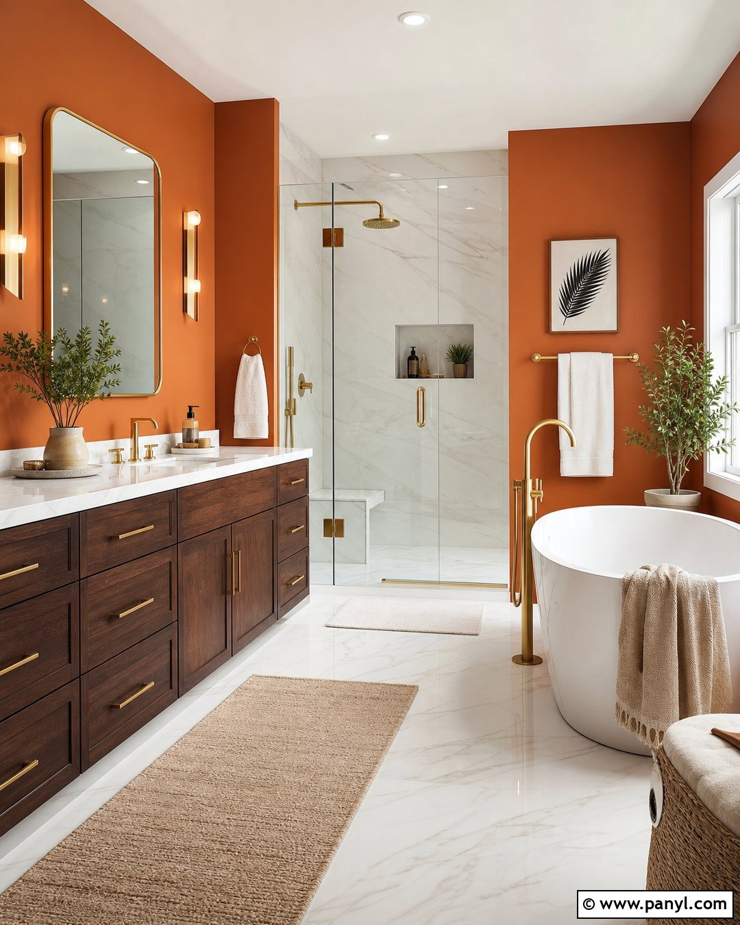 Orange Bathroom Walls With Marble - 30 Orange Bathroom Walls