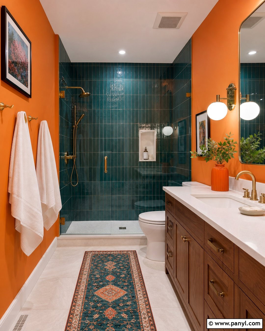 Orange Bathroom Walls With Teal Tile - 30 Orange Bathroom Walls