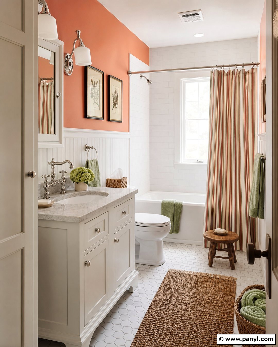 Orange Bathroom With White Beadboard - 20 Colorful Bathroom With Orange Walls
