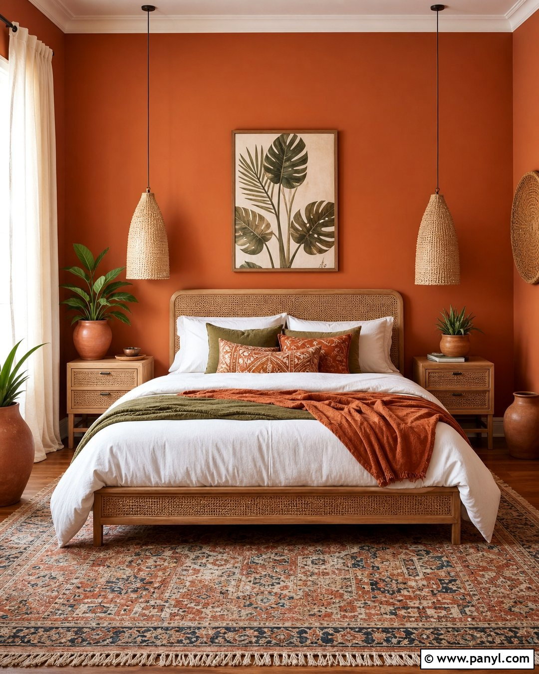 Orange Boho Bedroom - 35 orange wall paint ideas