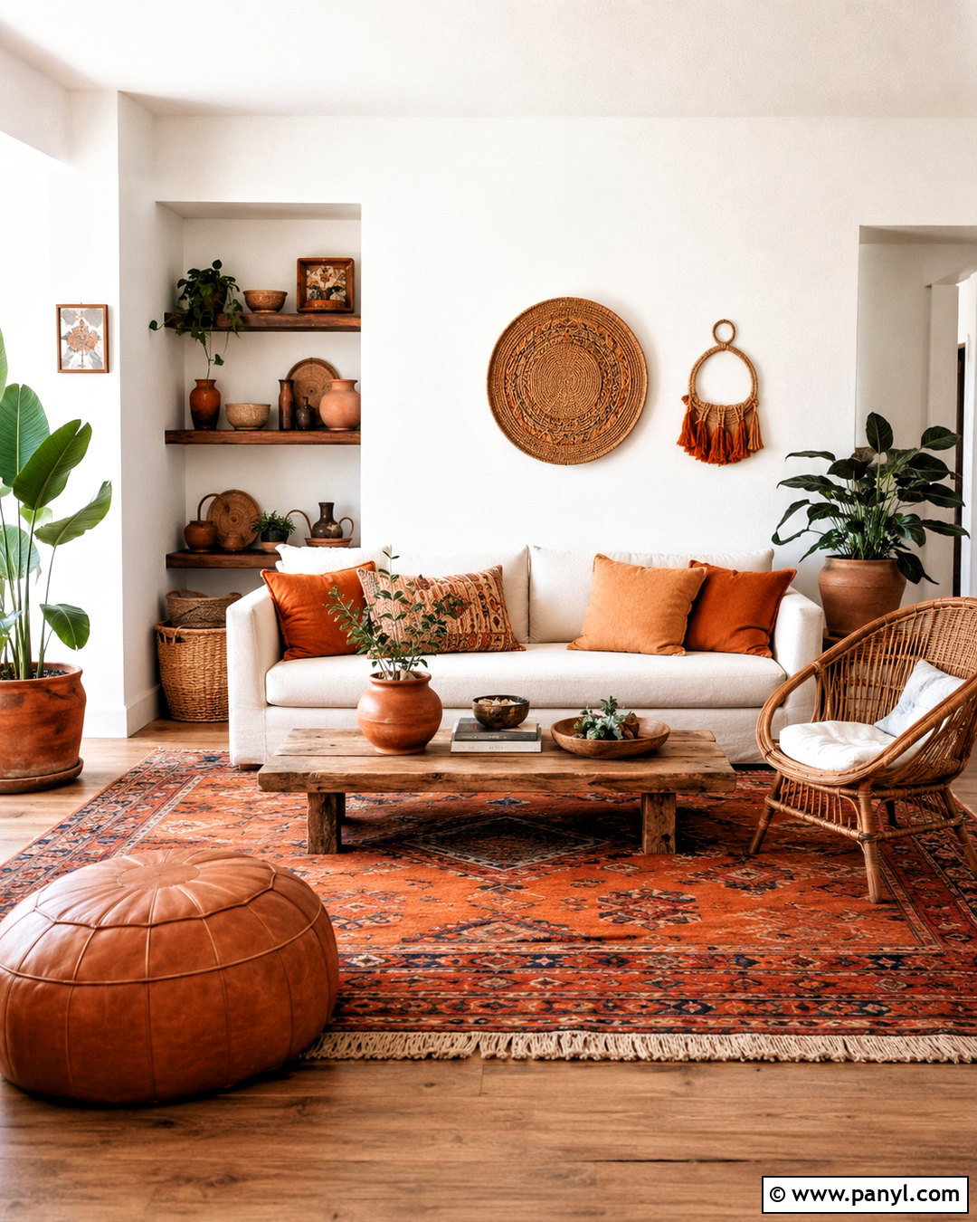 Orange Boho Living Room - 20 orange interior ideas