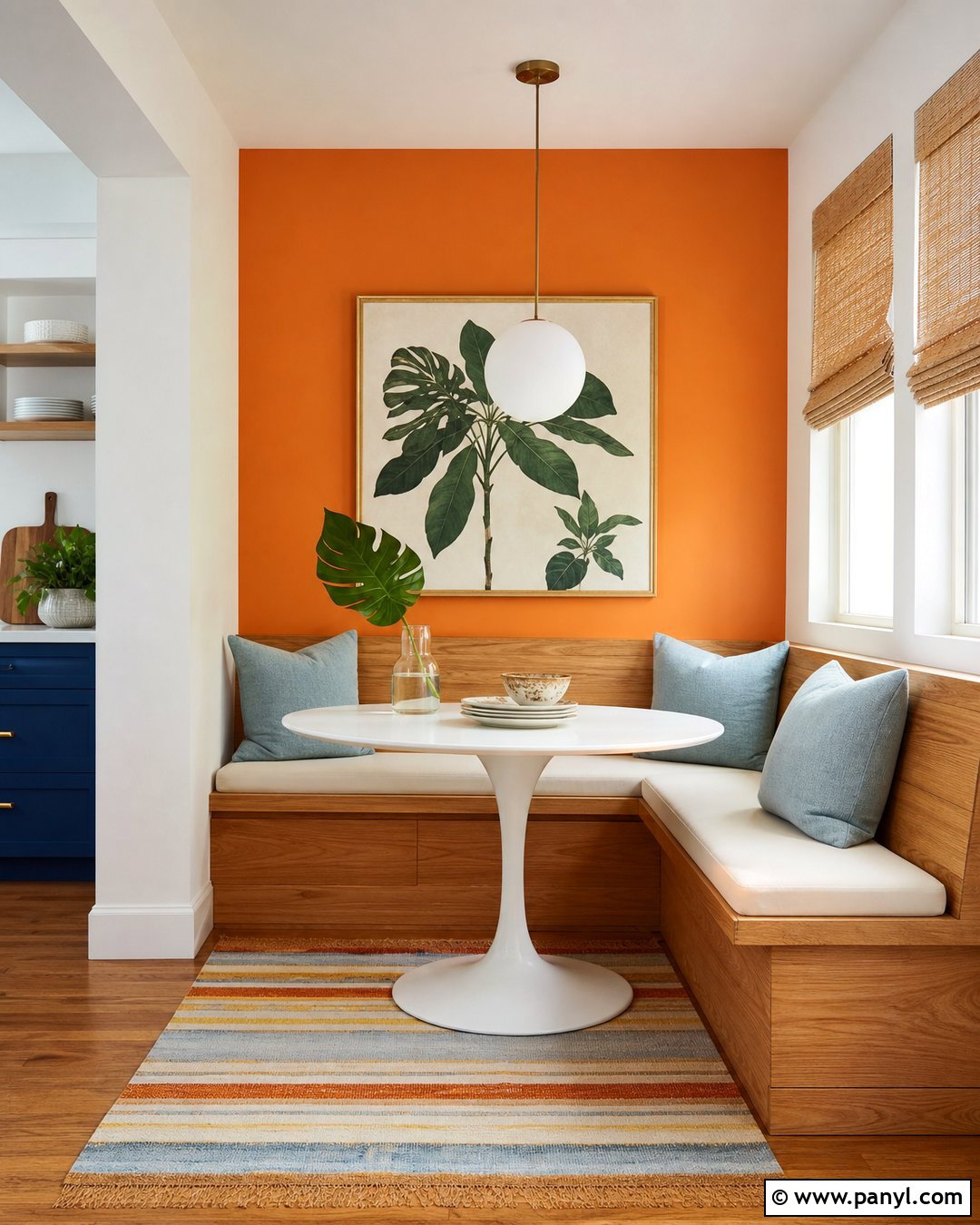 Orange Breakfast Nook Walls - 30 Orange Painted Walls