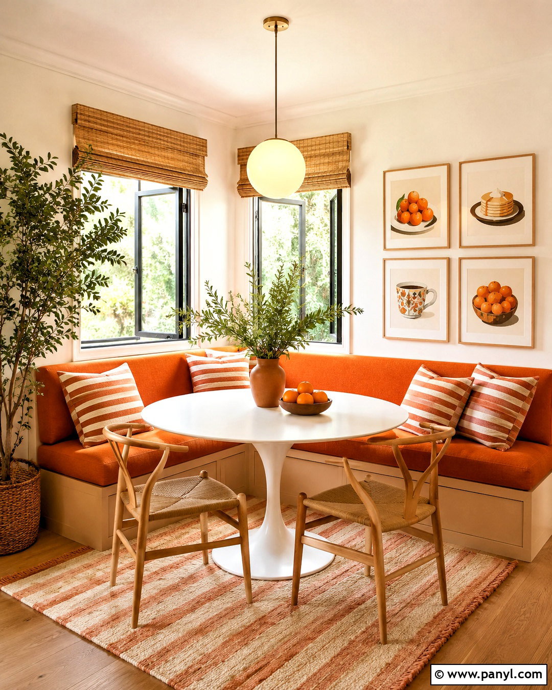 Orange Breakfast Nook - 20 orange interior ideas