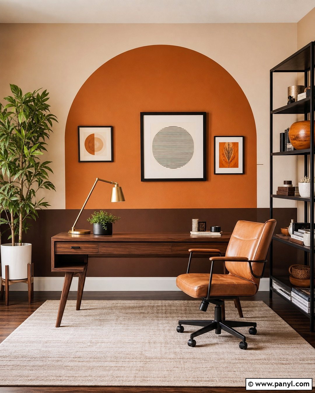 Orange Brown Color Block Wall - 20 Orange Brown Wall Ideas