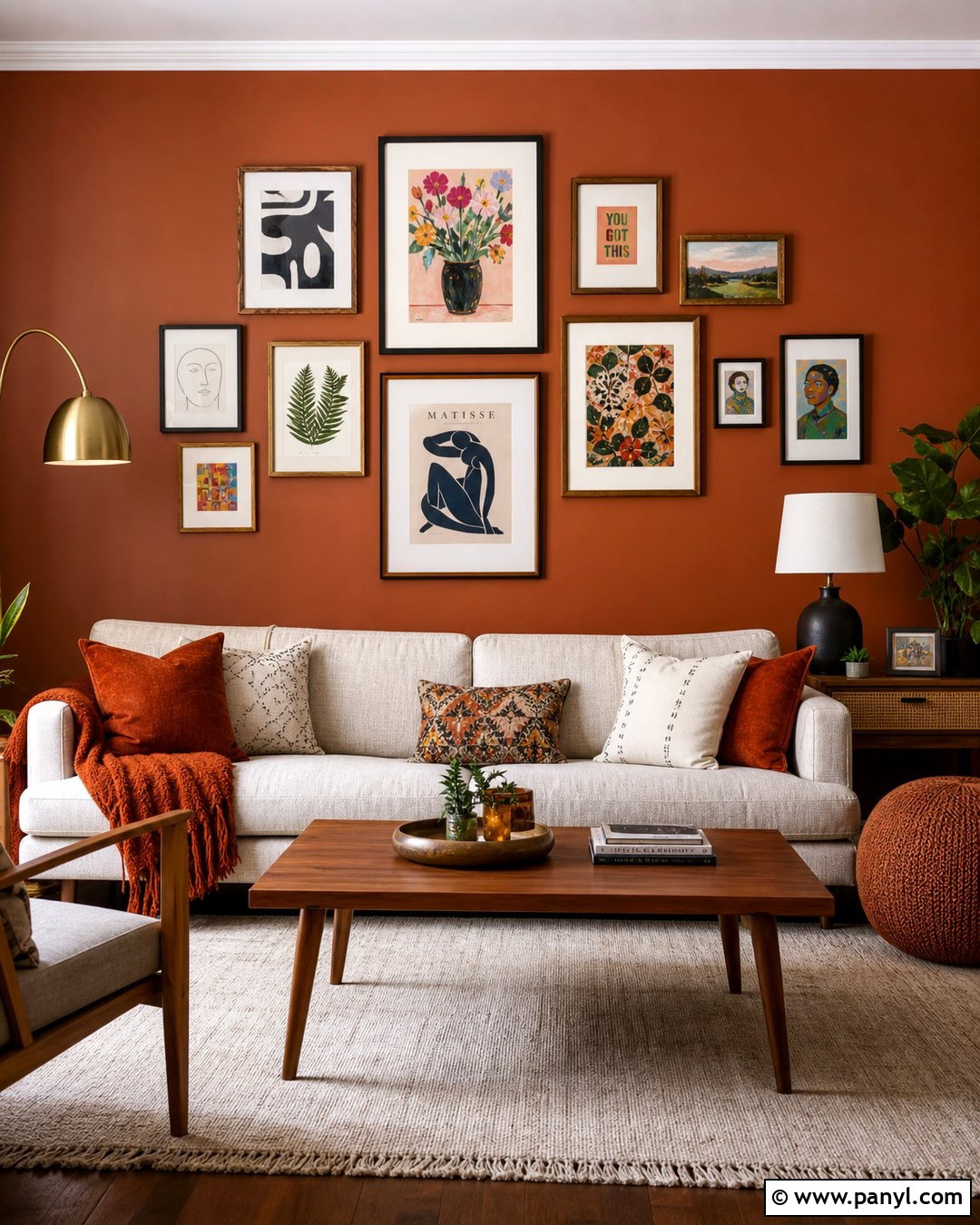 Orange Brown Gallery Wall - 20 Orange Brown Wall Ideas