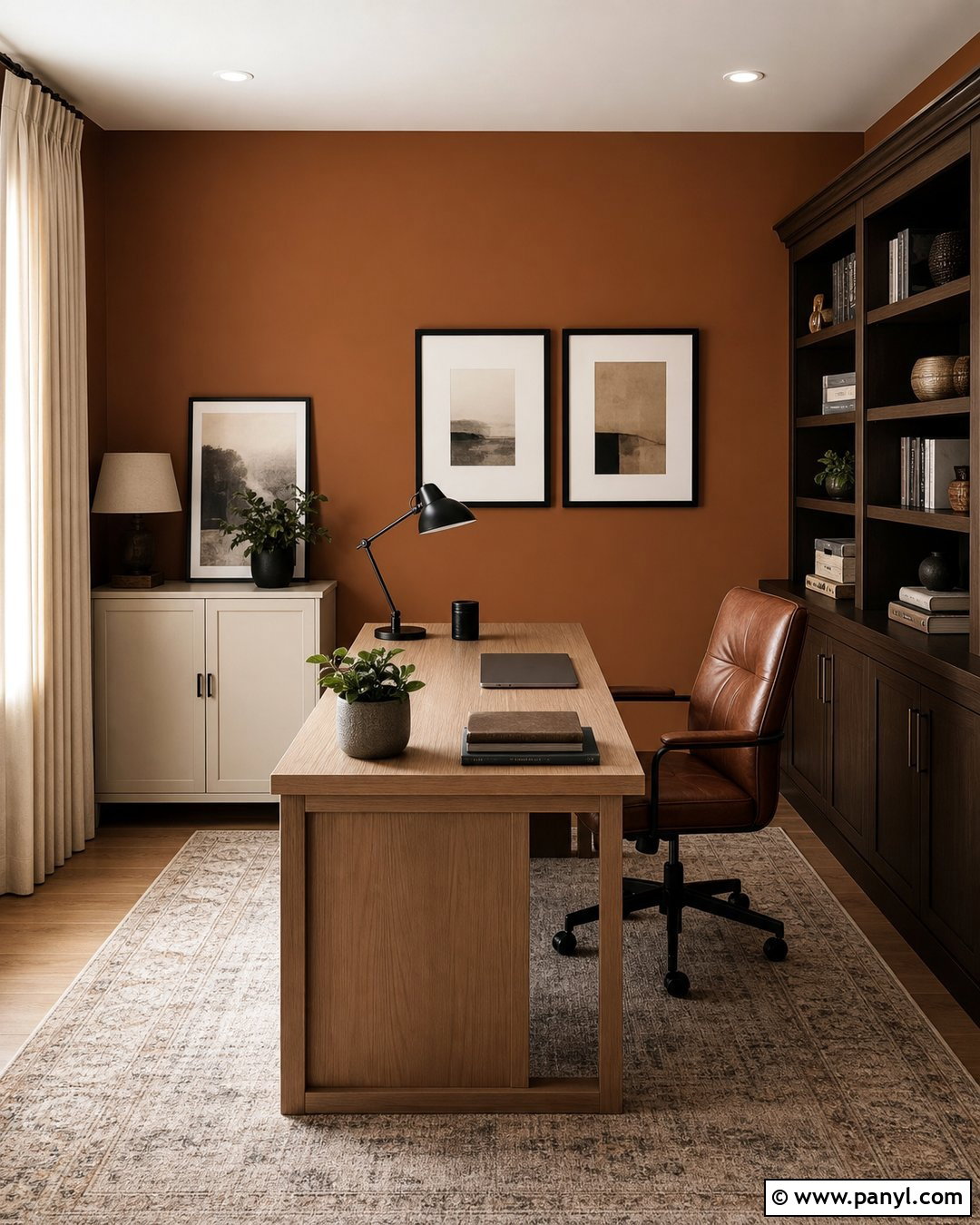 Orange Brown Home Office Wall - 20 Orange Brown Wall Ideas