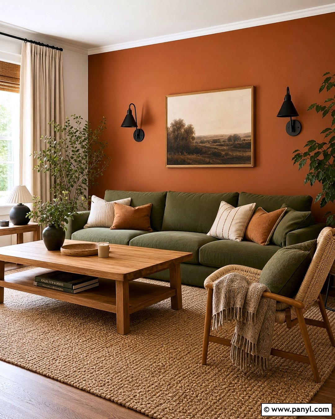 Orange Brown Wall With Sage Green - 20 Orange Brown Wall Ideas