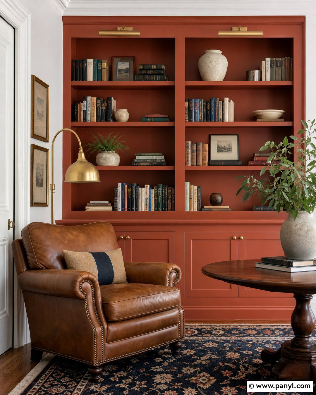 Orange Built In Bookshelves - 35 orange wall paint ideas