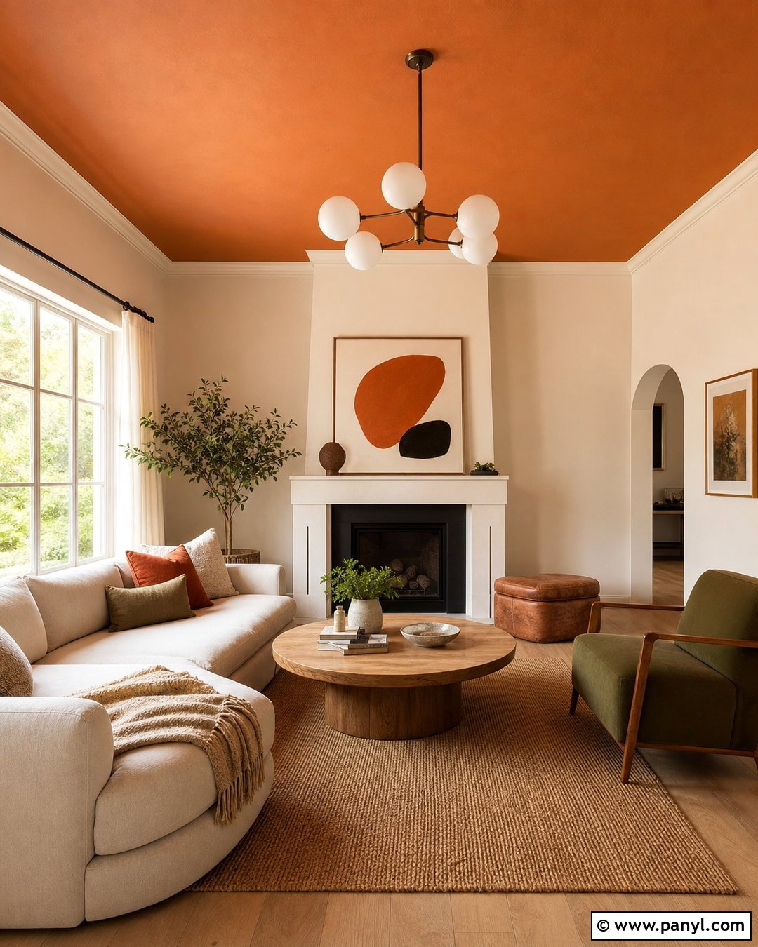 Orange Ceiling And Neutral Walls - 35 orange wall paint ideas