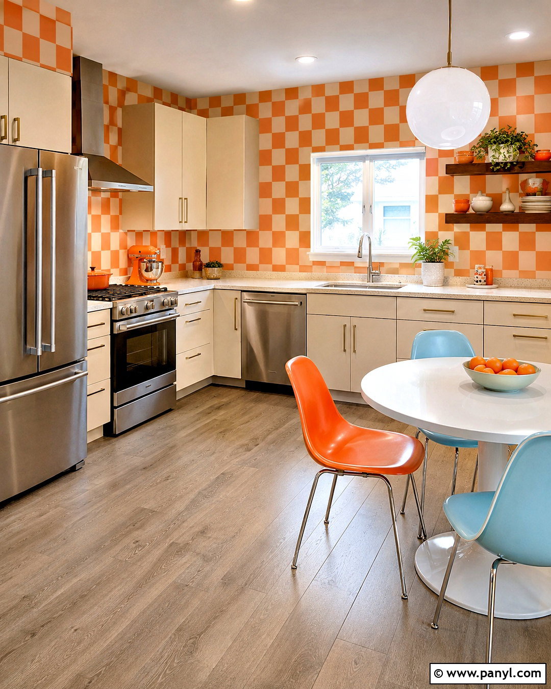 Orange Checkered Wallpaper Retro Kitchen - 20 cute checkered wallpaper ideas