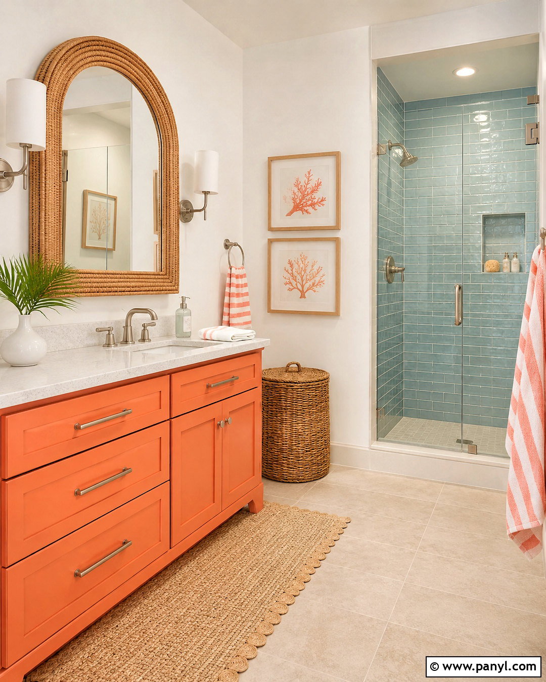 Orange Coastal Bathroom - 20 orange bathrooms designs