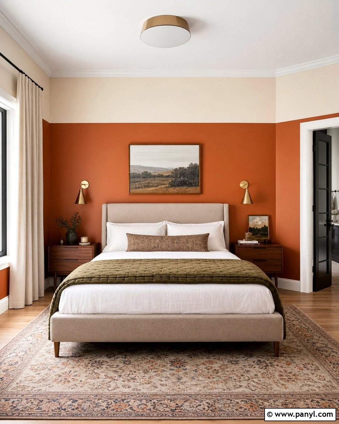 Orange Color Block Bedroom Accent Wall - 30 orange accent walls