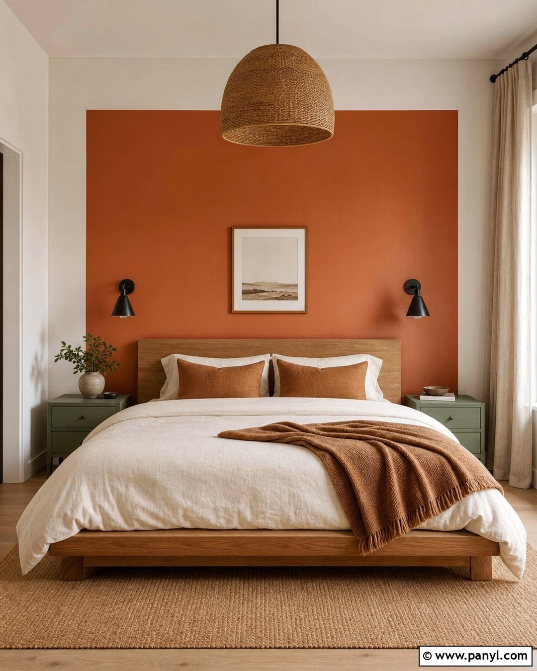 Orange Color Block Bedroom Walls - 30 Orange Painted Walls