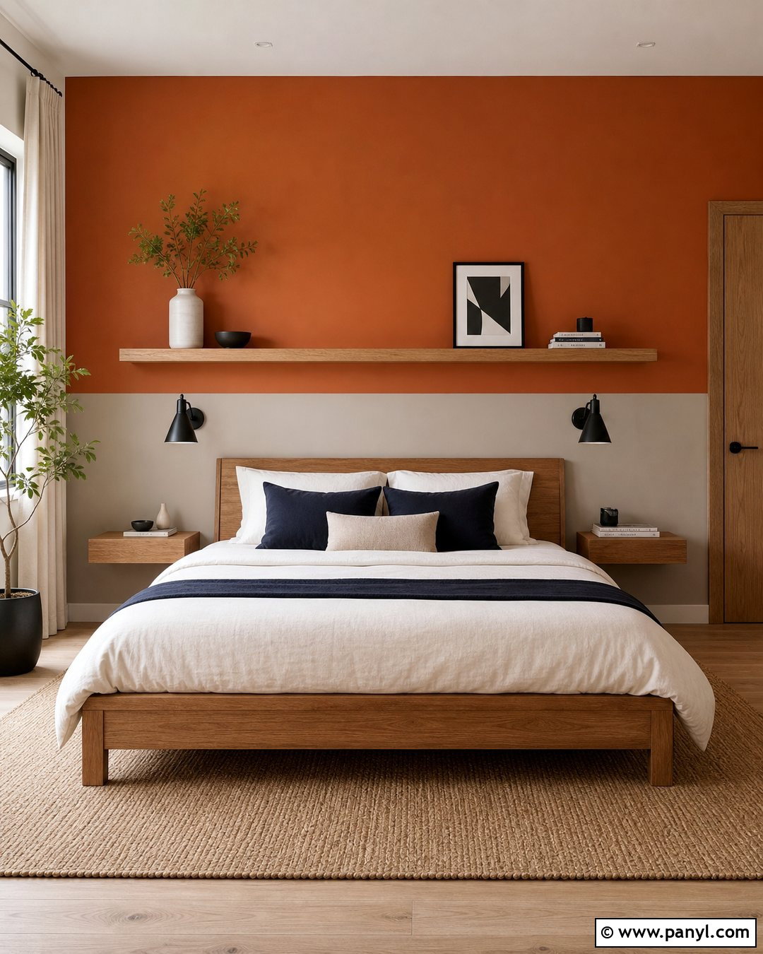Orange Color Block Feature Wall - 30 orange feature wall ideas