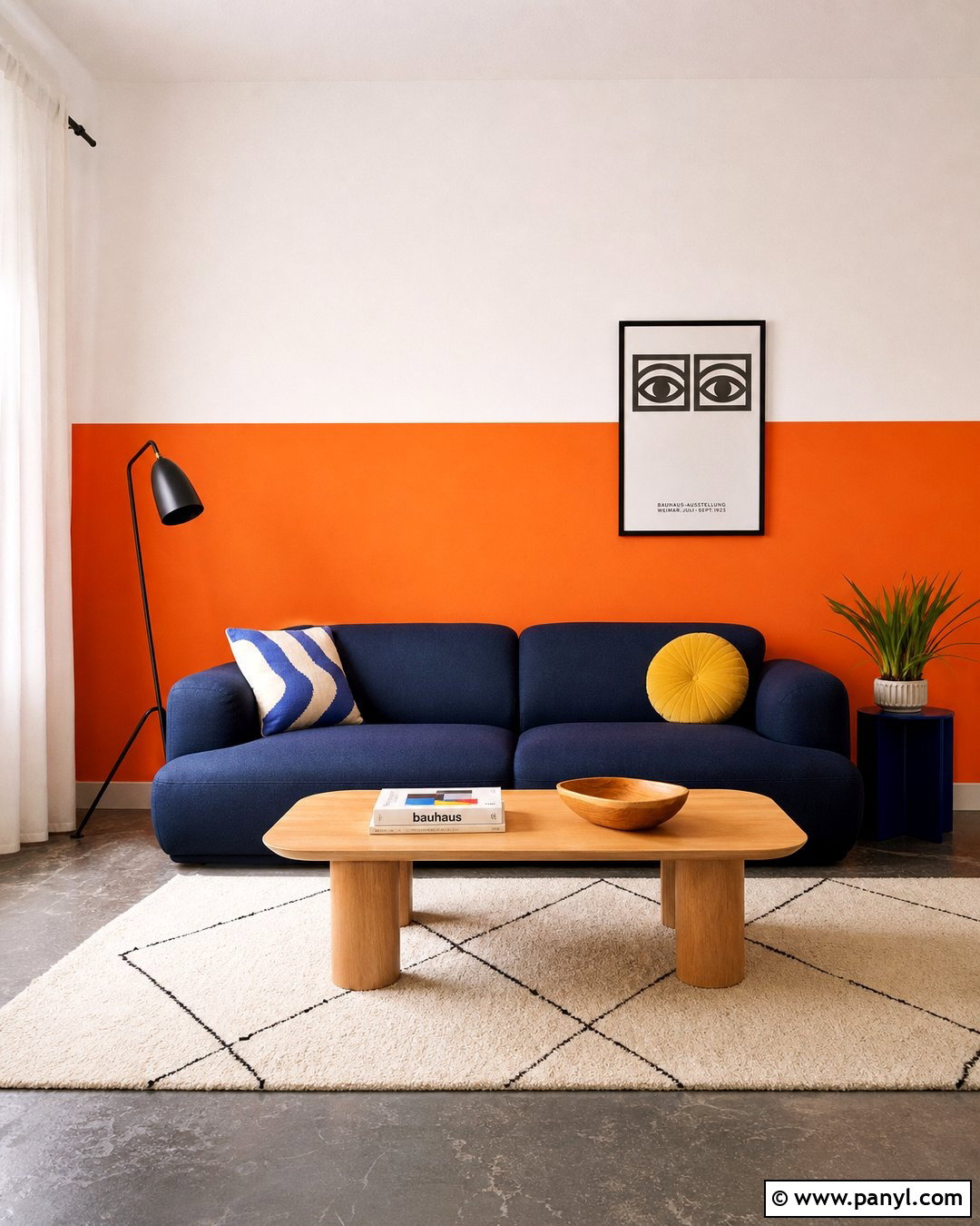 Orange Color Block Wall - 30 Orange Wall Color Ideas
