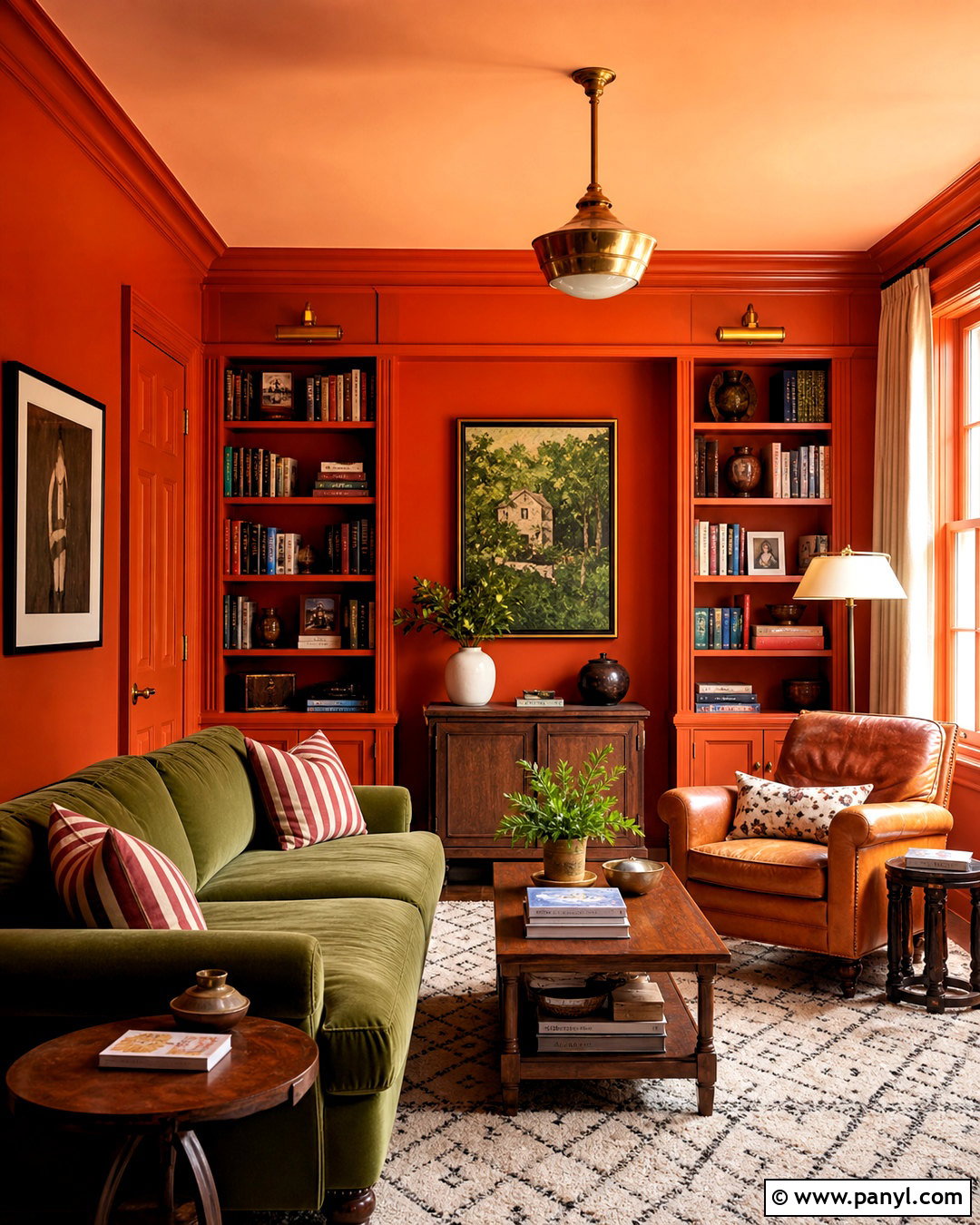 Orange Color-Drenched Den - 20 orange interior design ideas